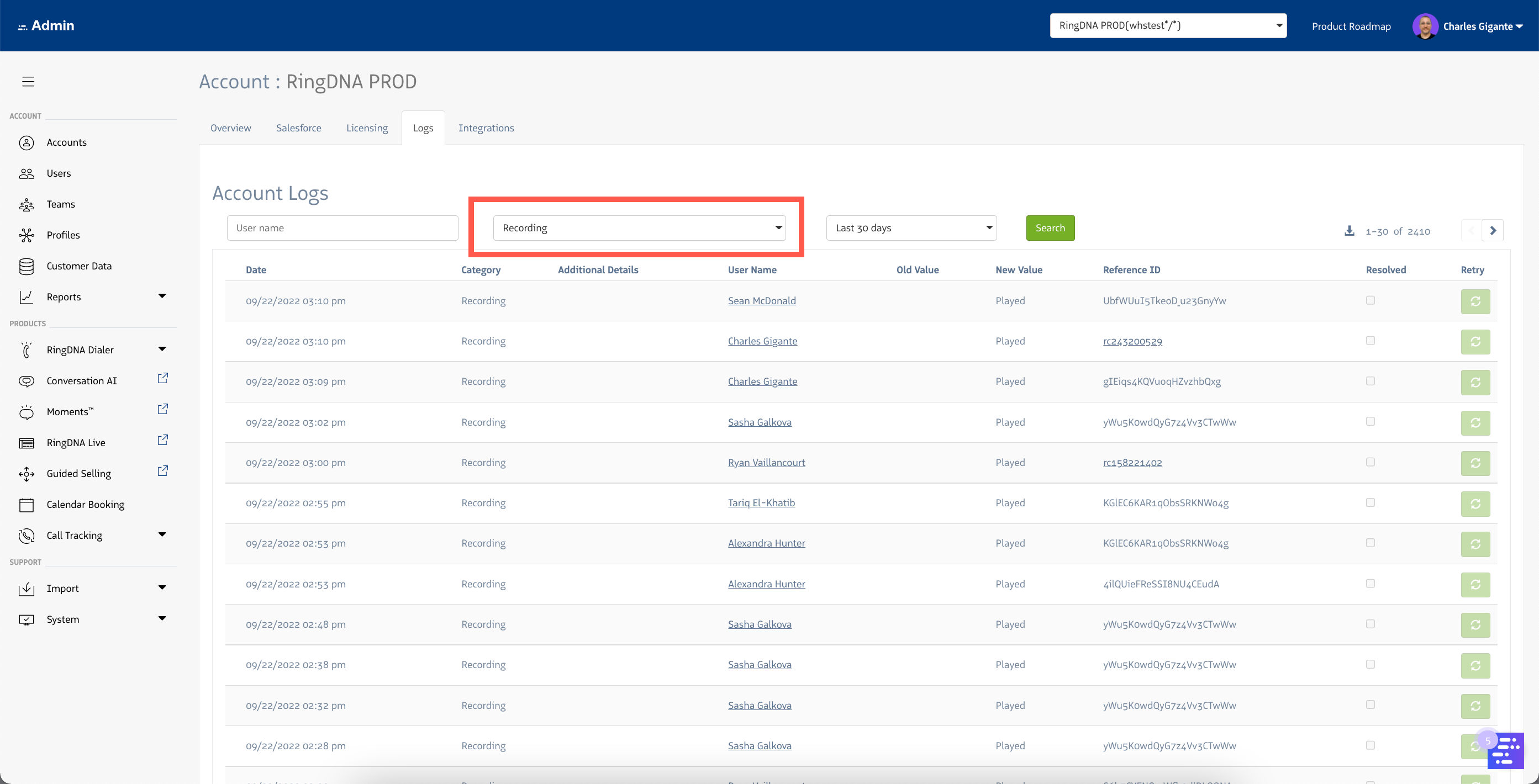 Recording Playback Audit Logs