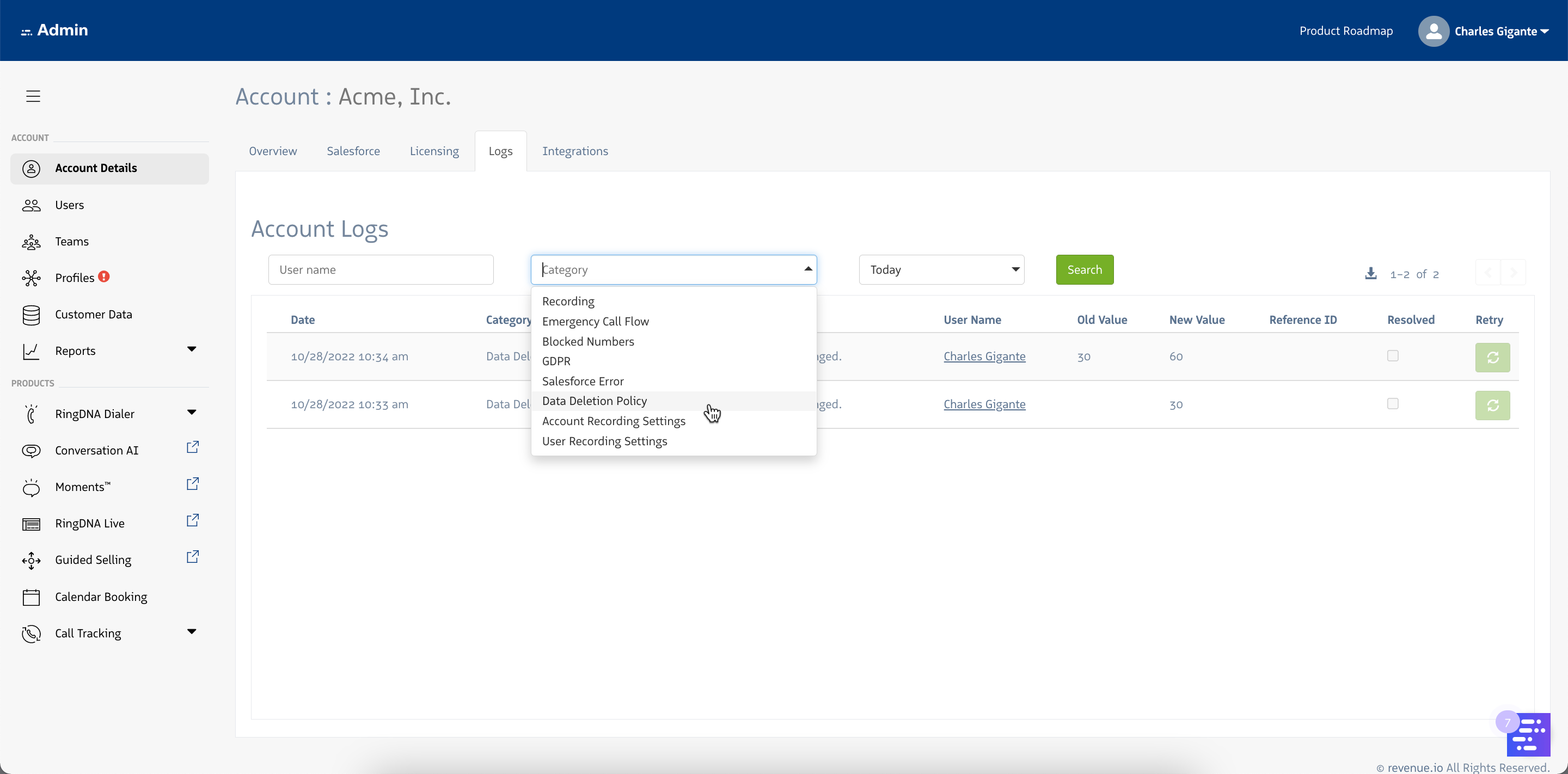 Audit Logs - Data Deletion Policy