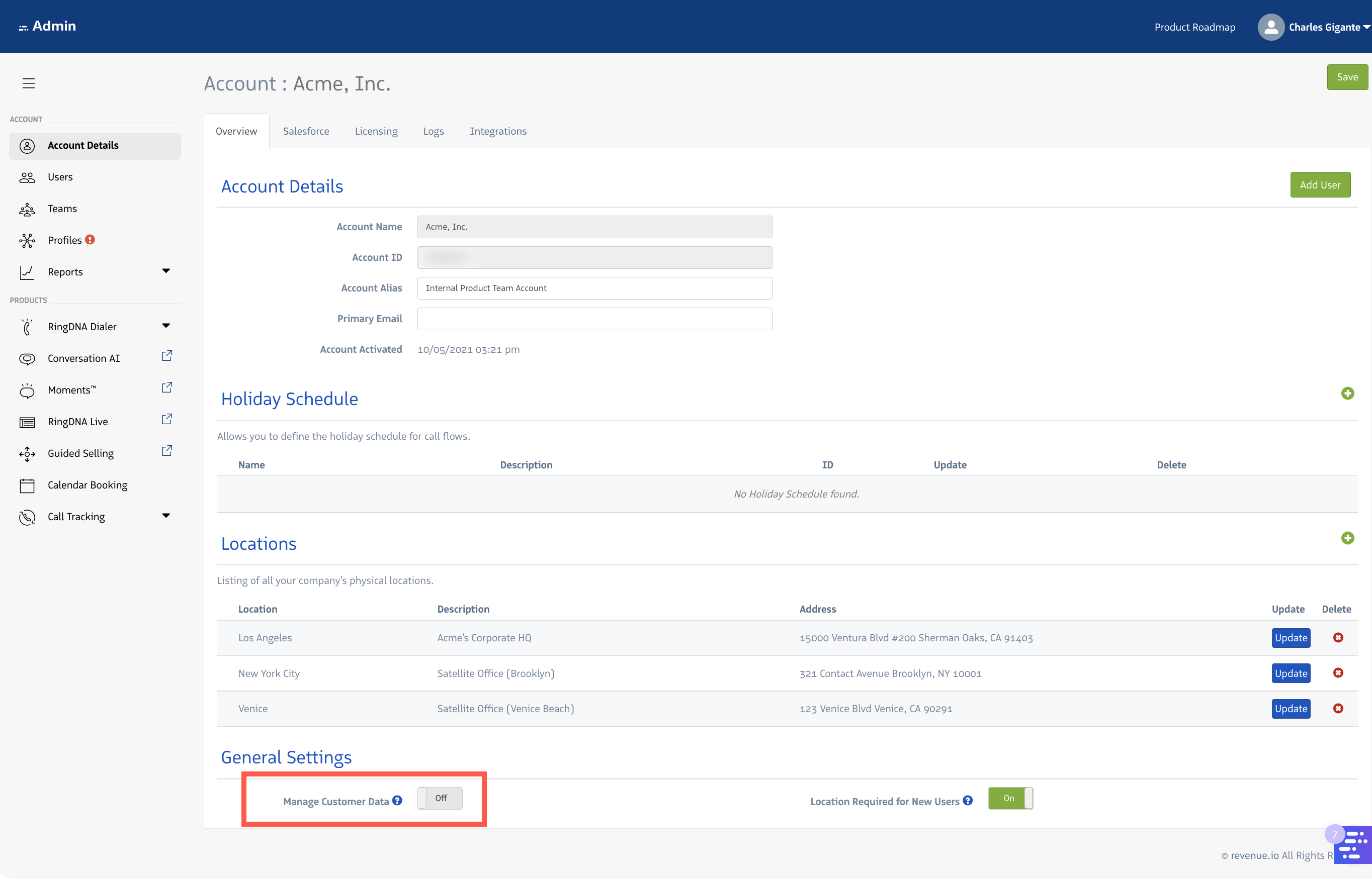 Enable Manage Customer Data