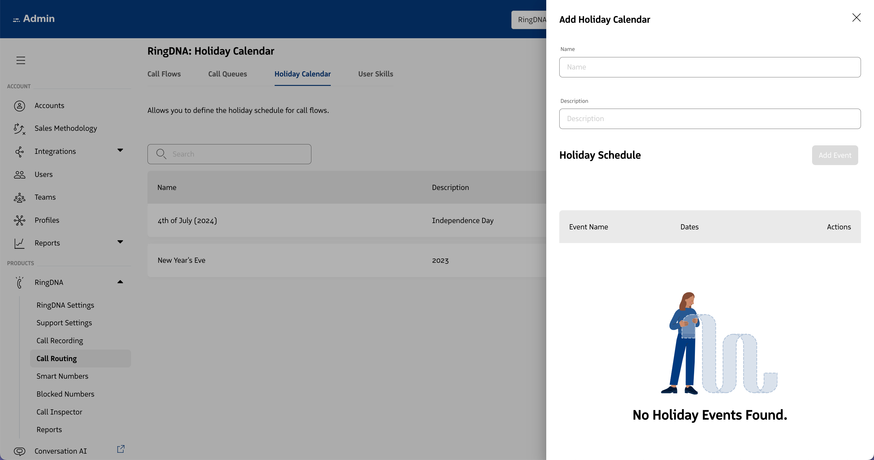 Add Holiday Calendar