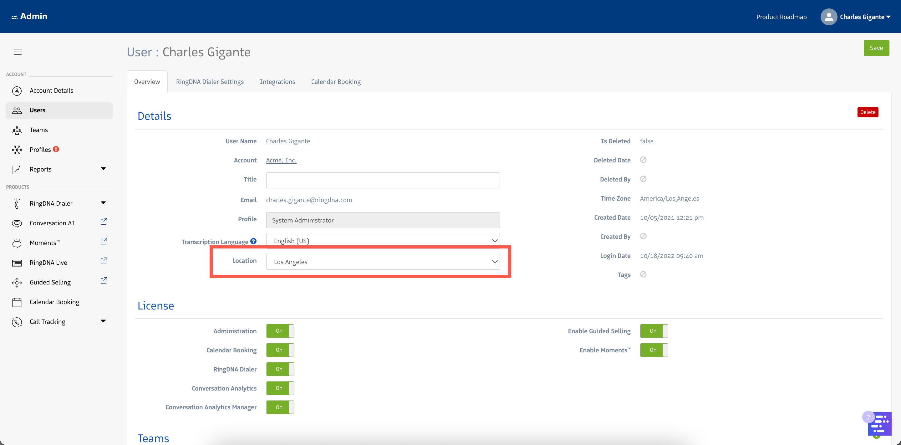 User Location Updated