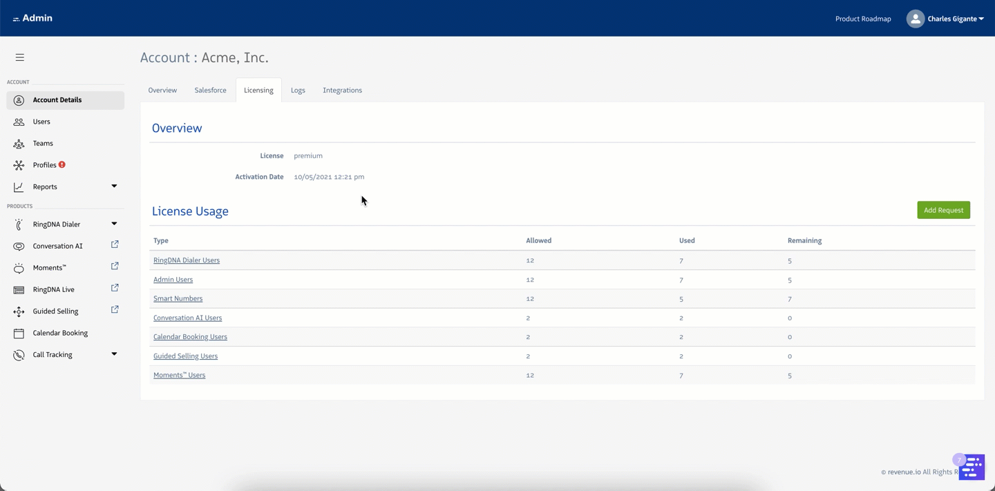 View Licensed Users Example