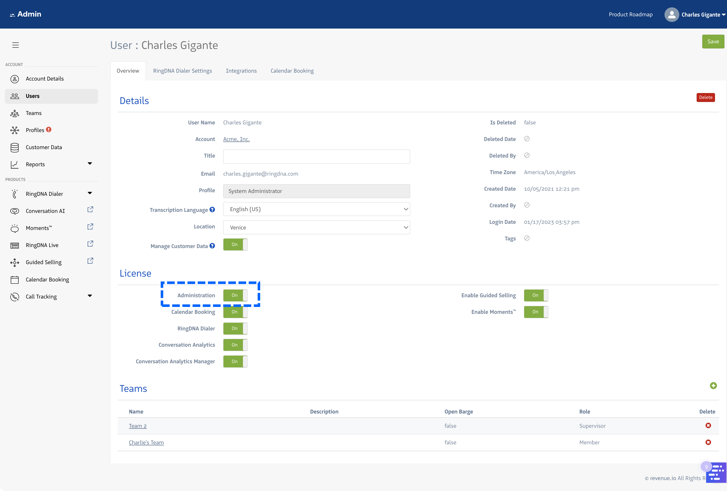 Enable Admin License