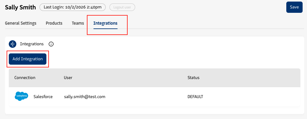 add integration on Integrations tab