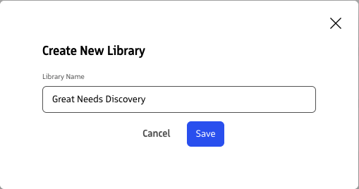 Create Library modal