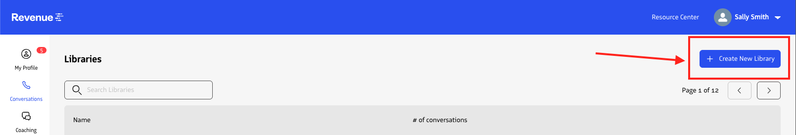Create Library button
