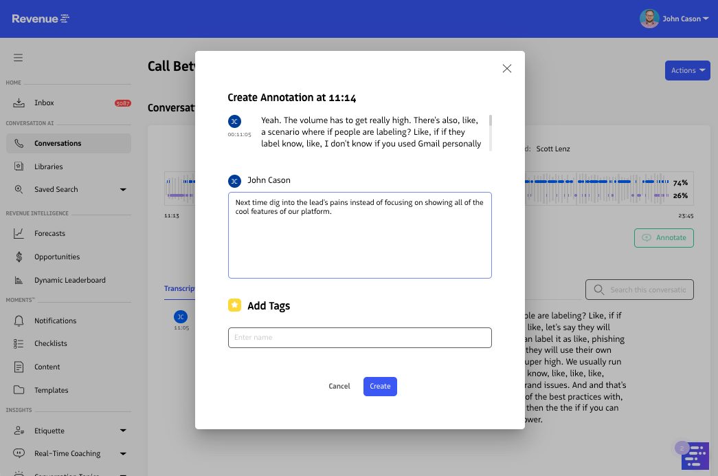 Annotation modal