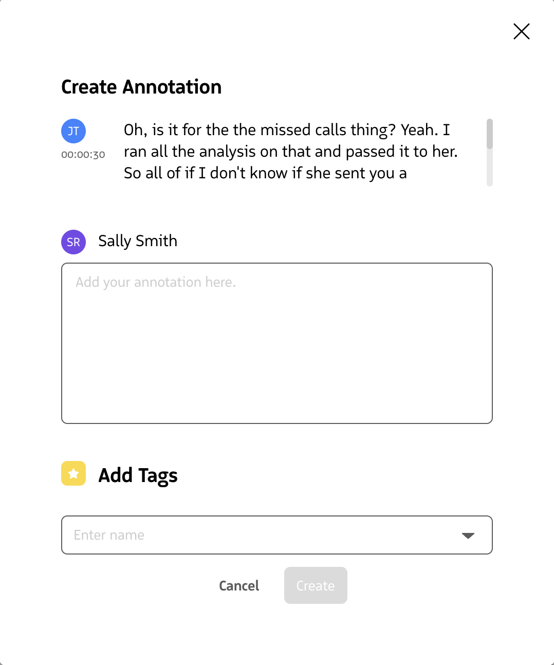 Create Annotation modal