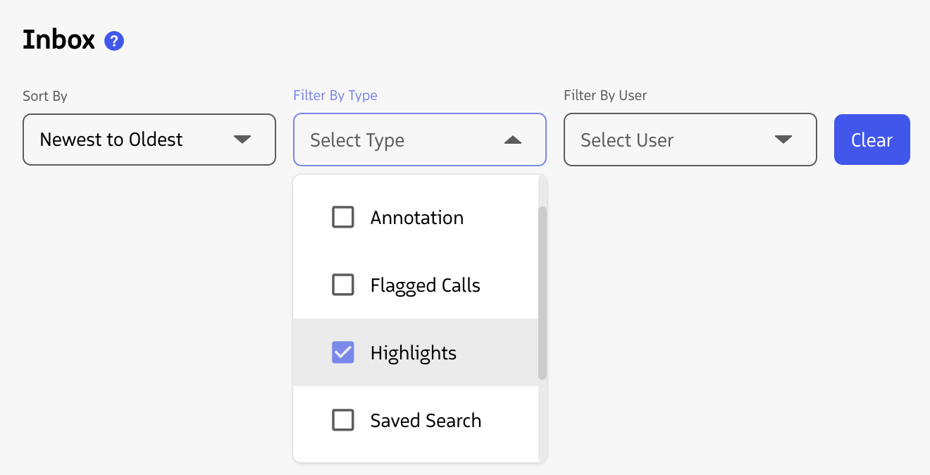 Inbox Highlight Type Filter