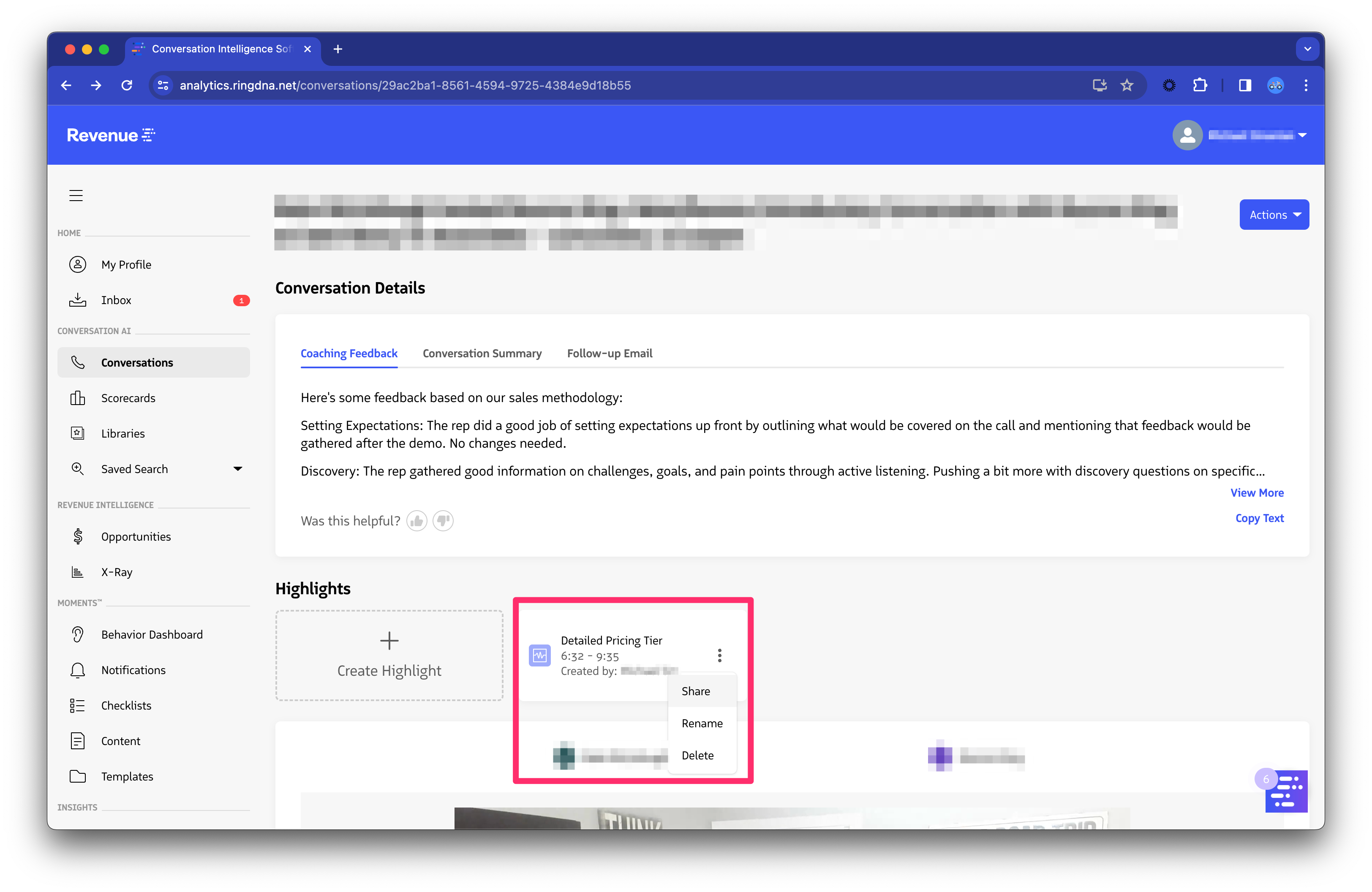 Share Highlight Option in Dropdown