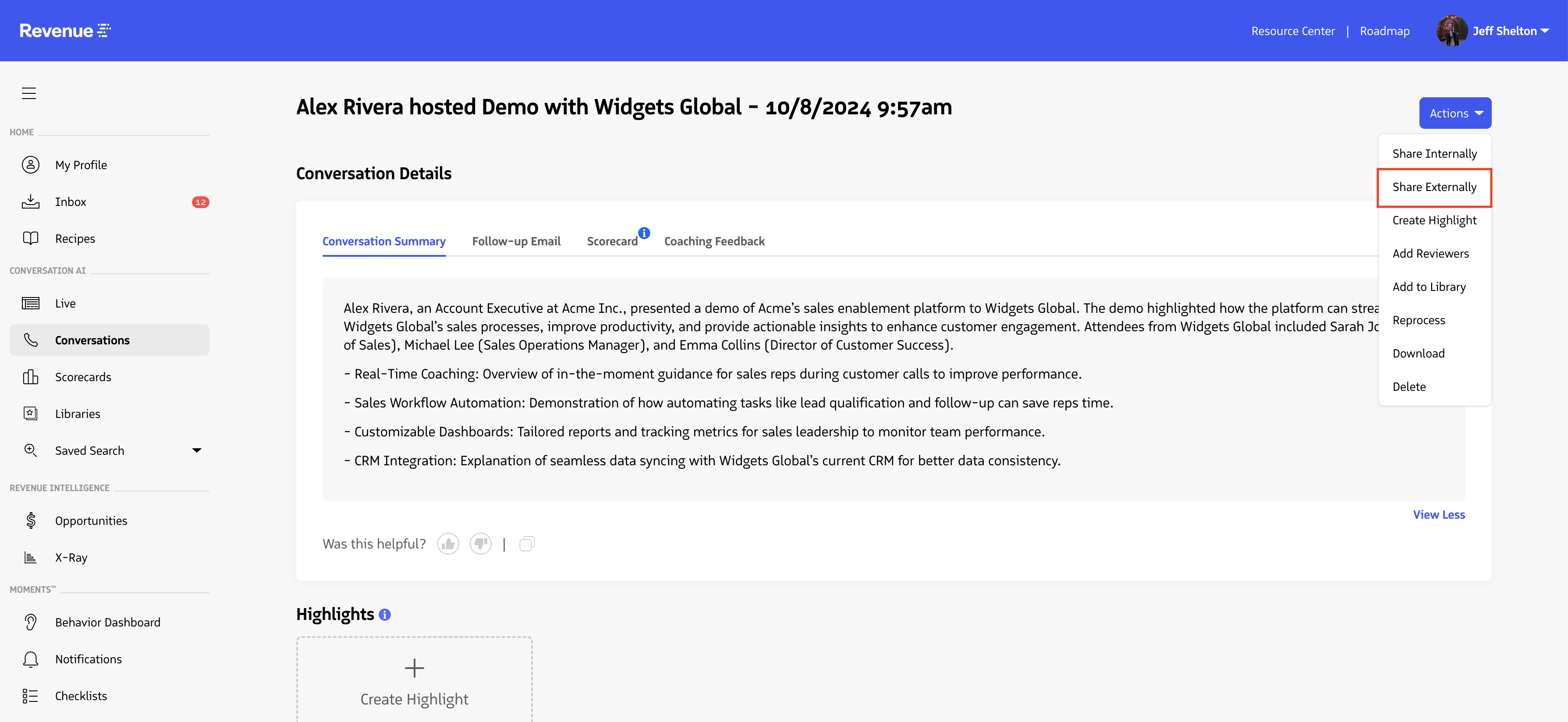Share externally option