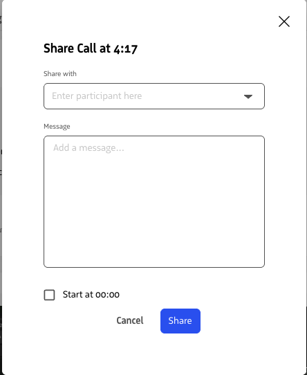 Share Internally modal on Conversation record page