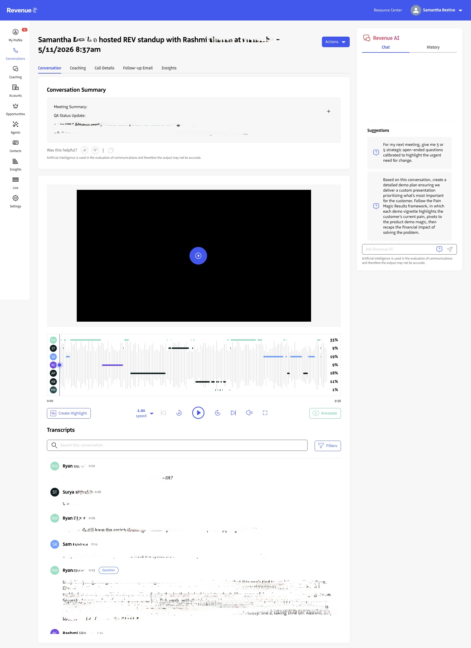 Video conversation on desktop