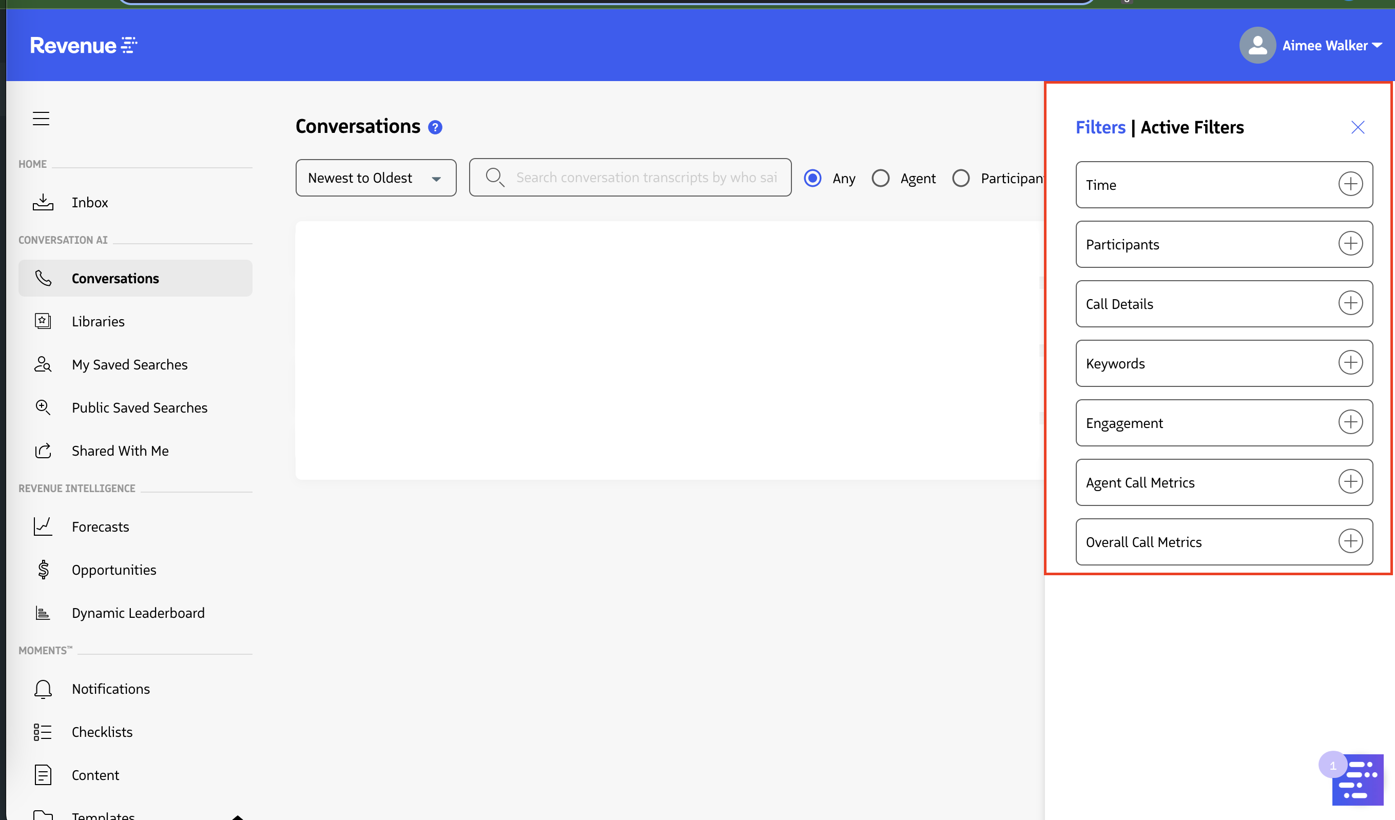 Conversations filters