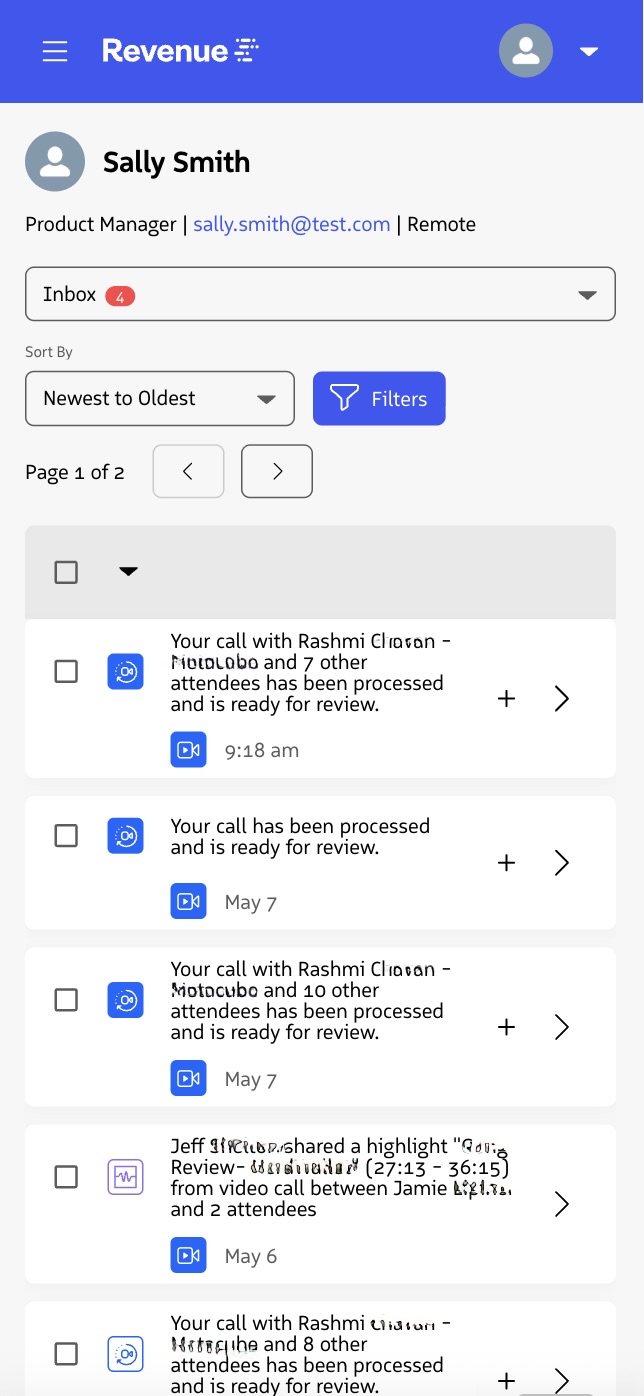 Inbox on mobile web