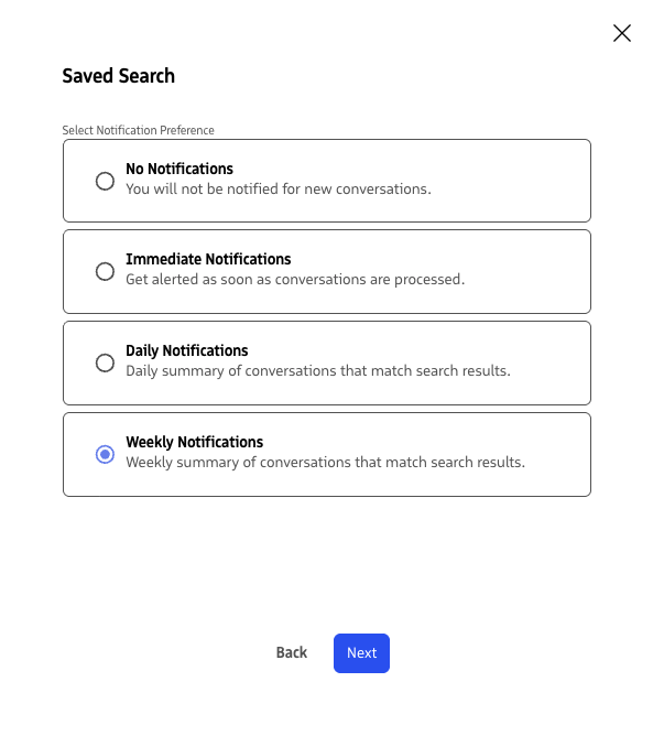 Saved Search Notification settings