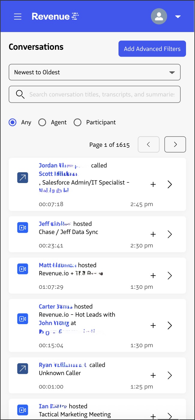 Conversation list on mobile web
