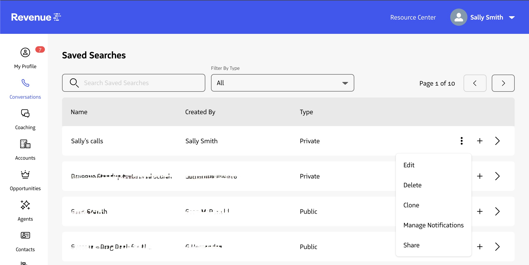 Saved Search actions