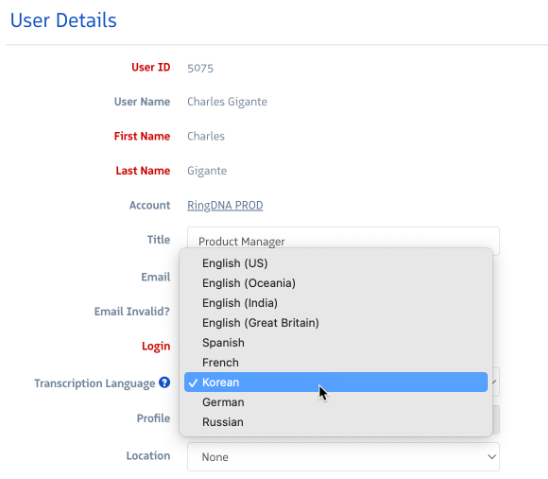 Transcription language
