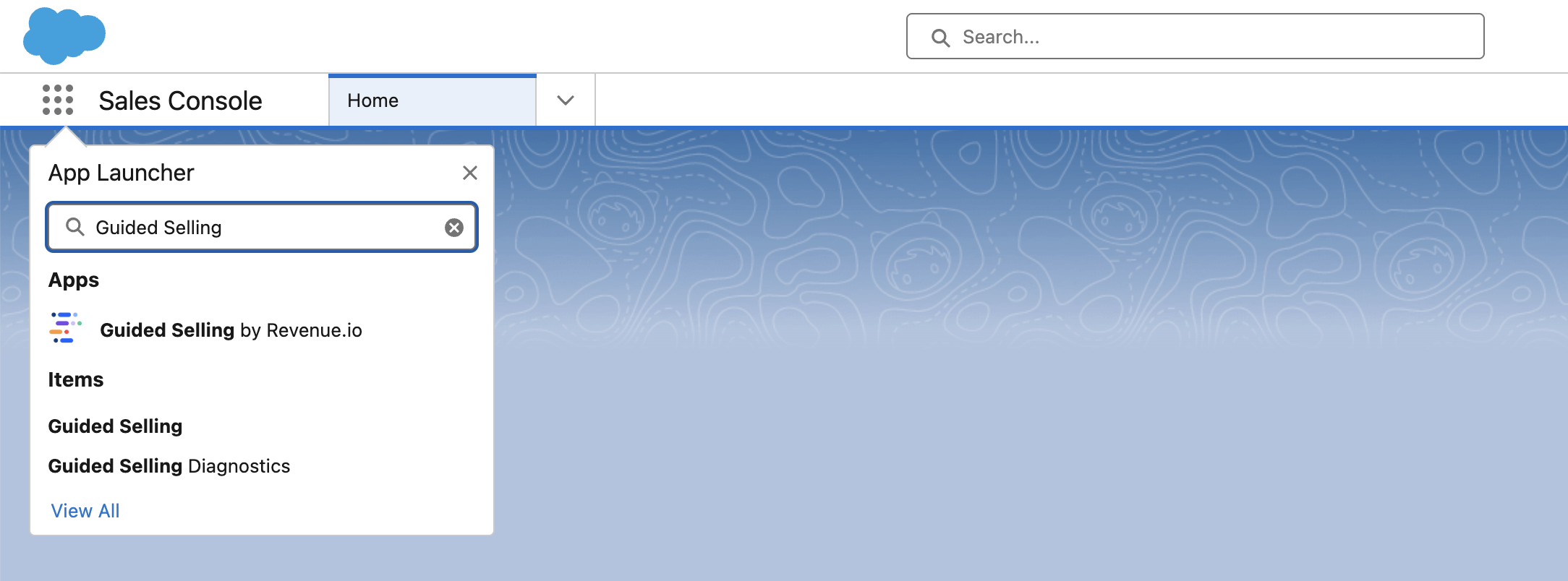 Screenshot of the Salesforce App picker showing Guided Selling