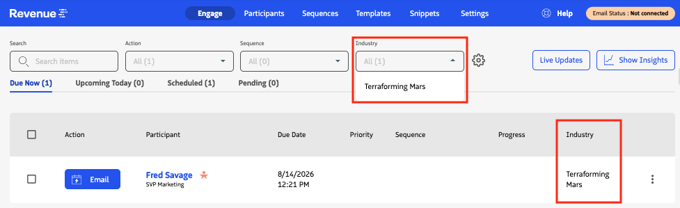 Custom Fields on Engage View