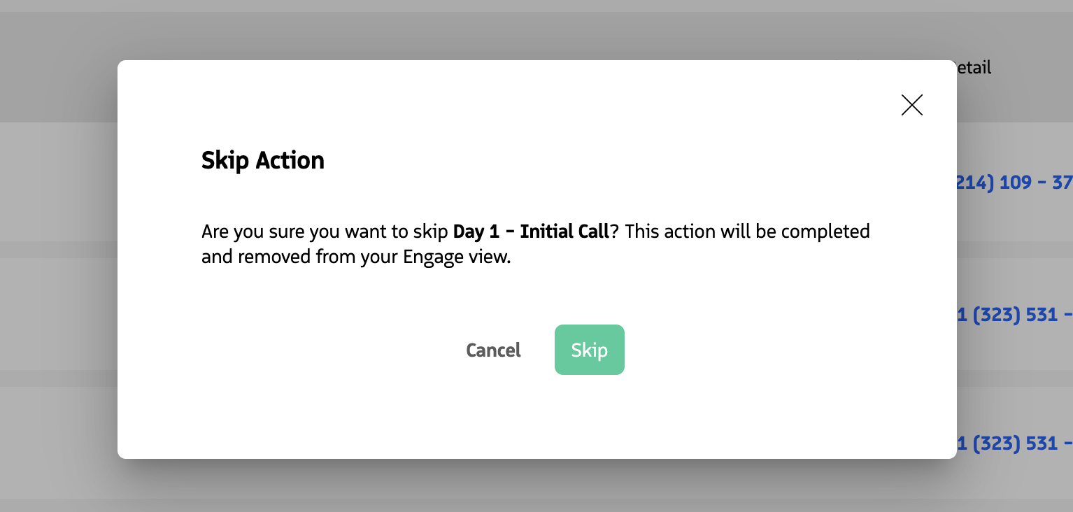 Skip confirmation dialog in Engage
