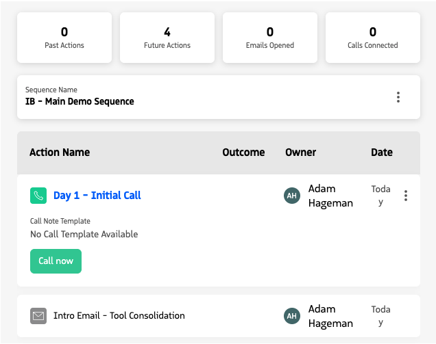 Screen showing customization of upcoming email actions for a participant in Guided Selling.