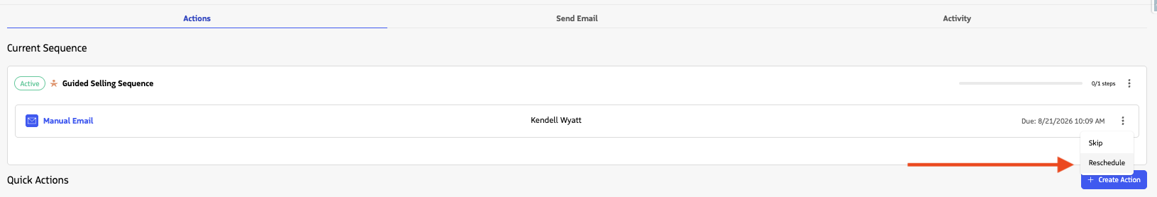 Reschedule option in the action menu.