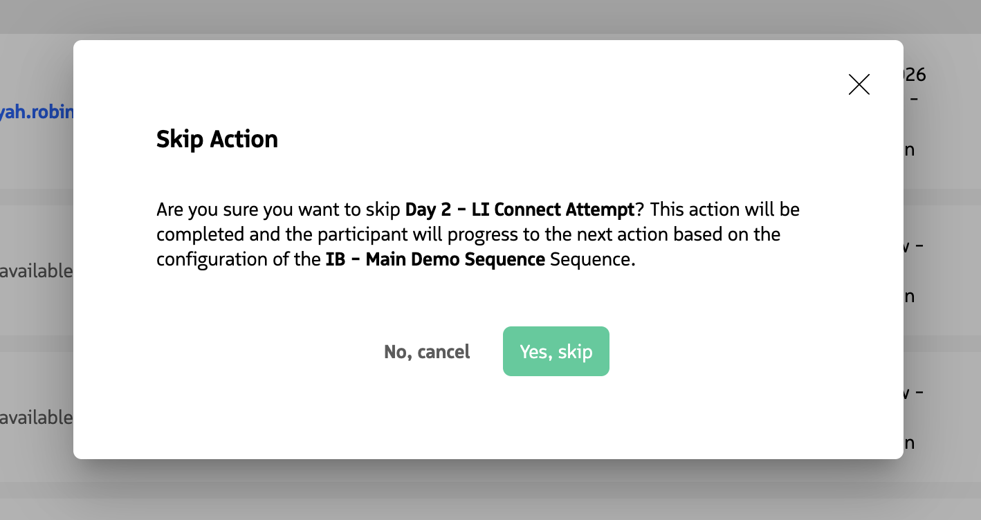 Skip confirmation in the Participants tab workflow