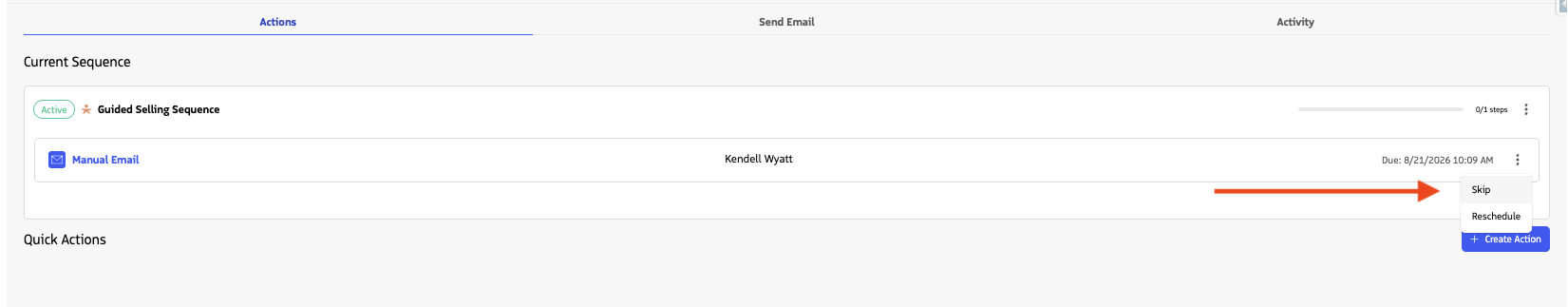 Skip option in the Participant Overview action menu.