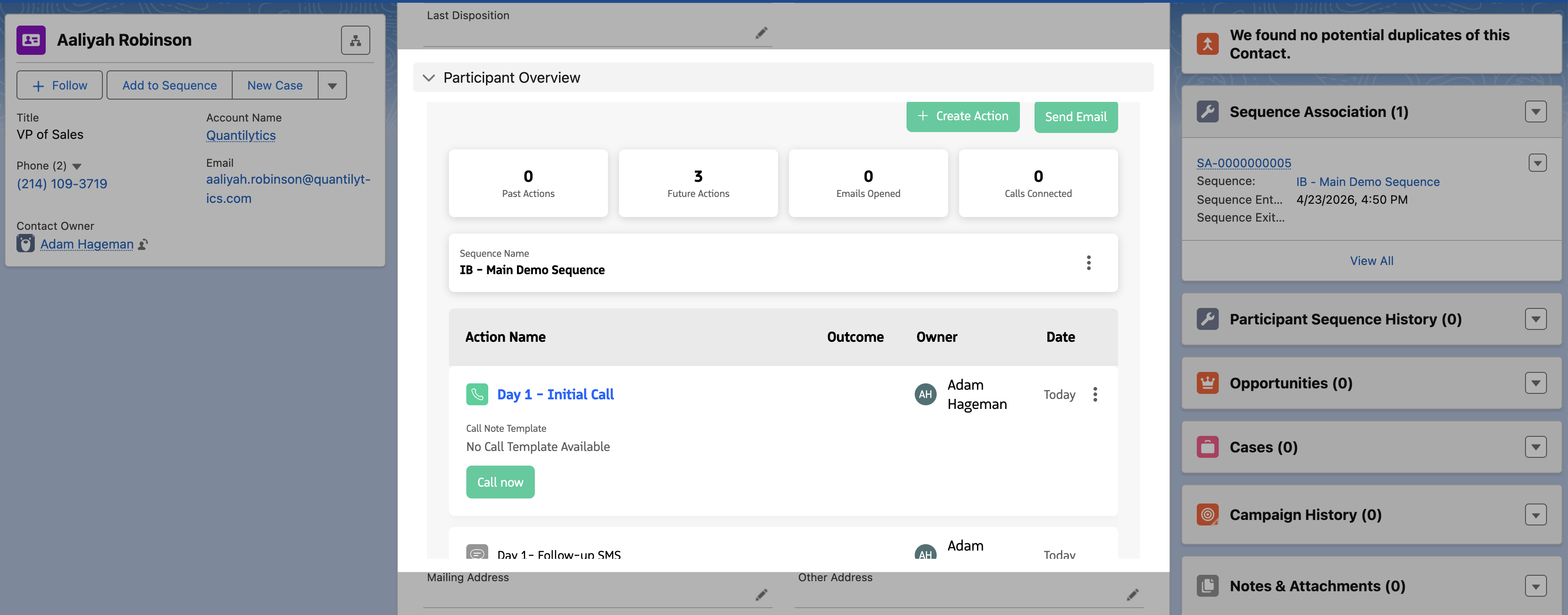Screenshot of the Guided Selling Participant Overview Module on a Salesforce Contact Record page.