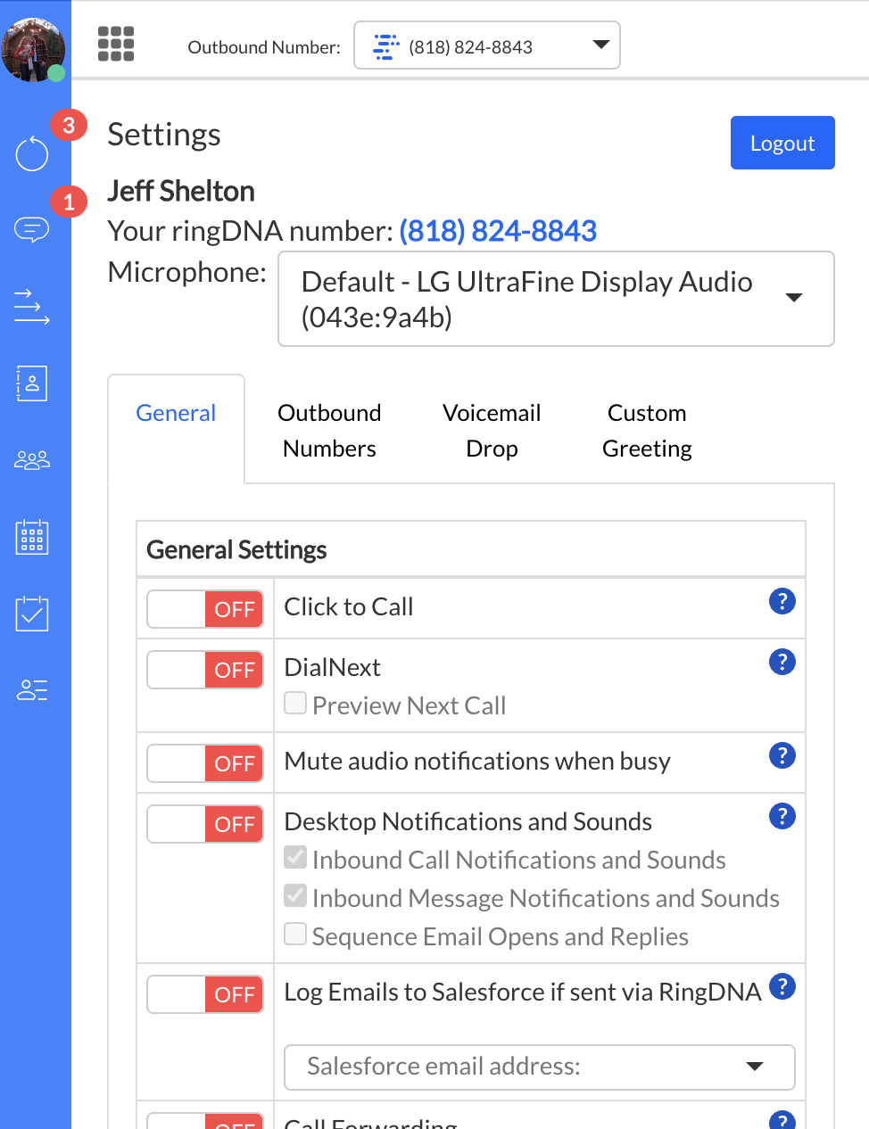 Settings navigation