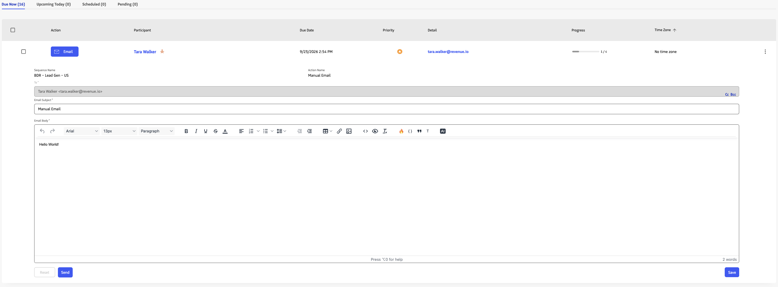 Email editor with subject and body