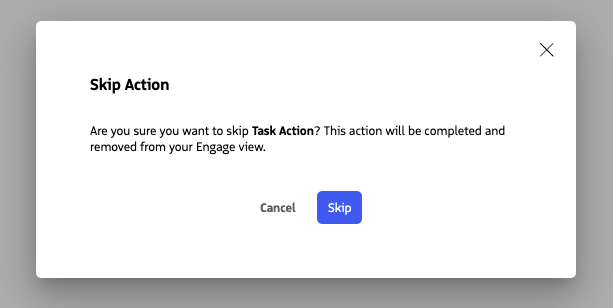 Confirmation dialog for skipping an action in Participant Overview.