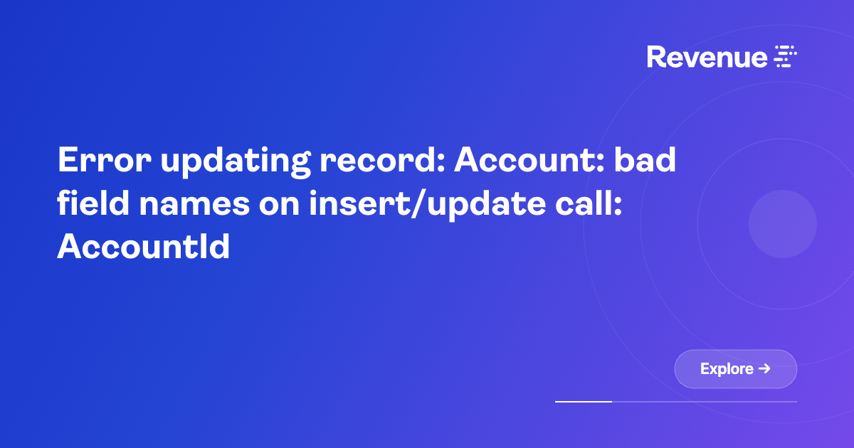 Error updating record: Account: bad field names on insert/update call ...