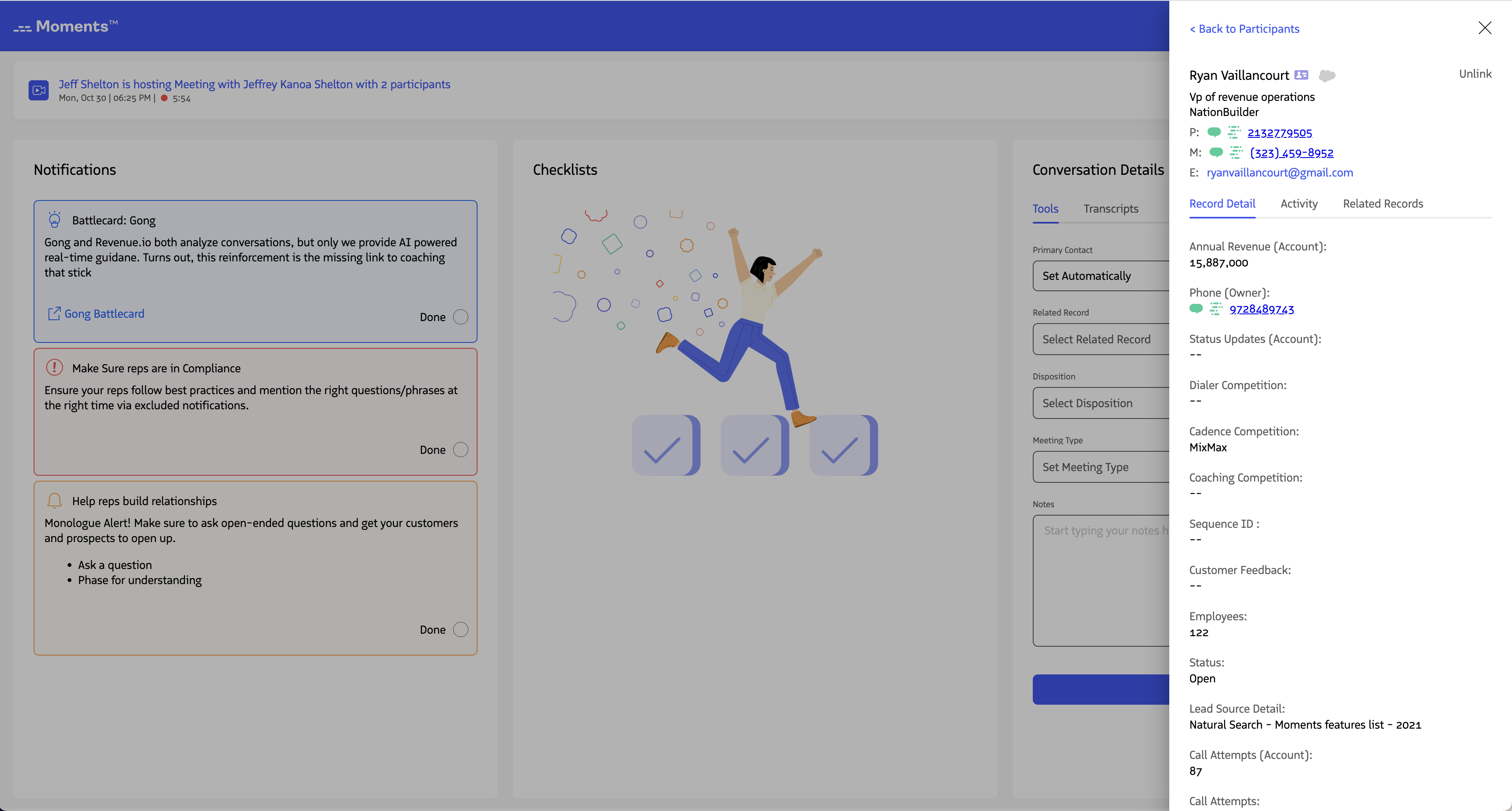 The unlink option at the top right of a participant record.