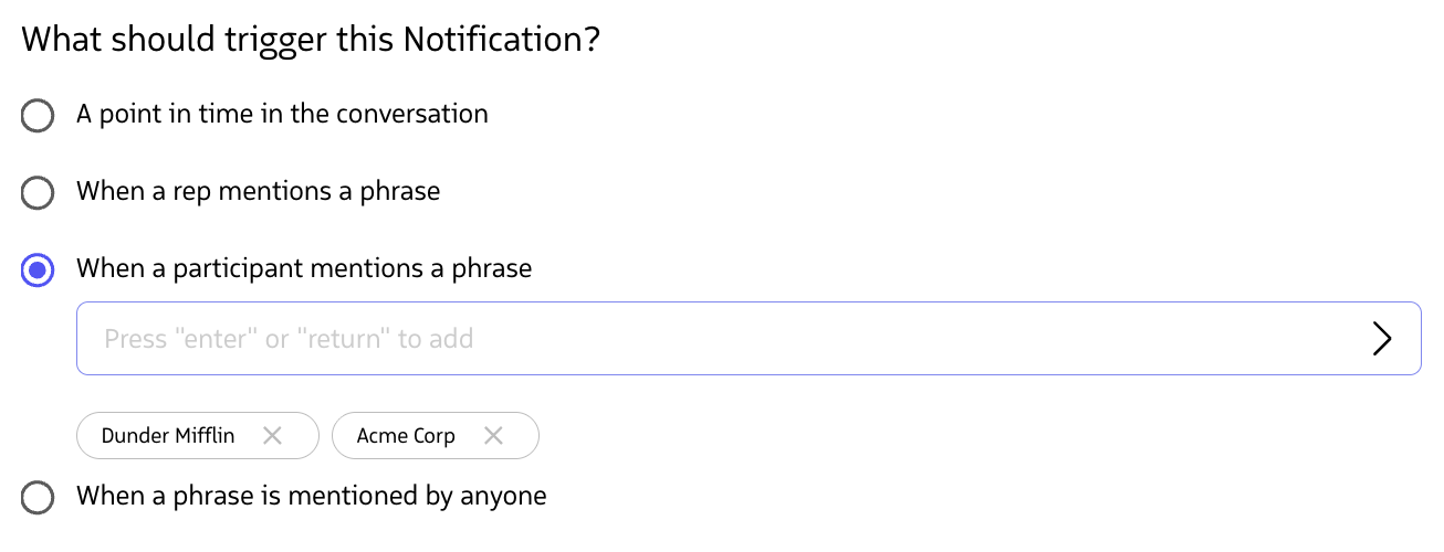 Phrase detection trigger configuration