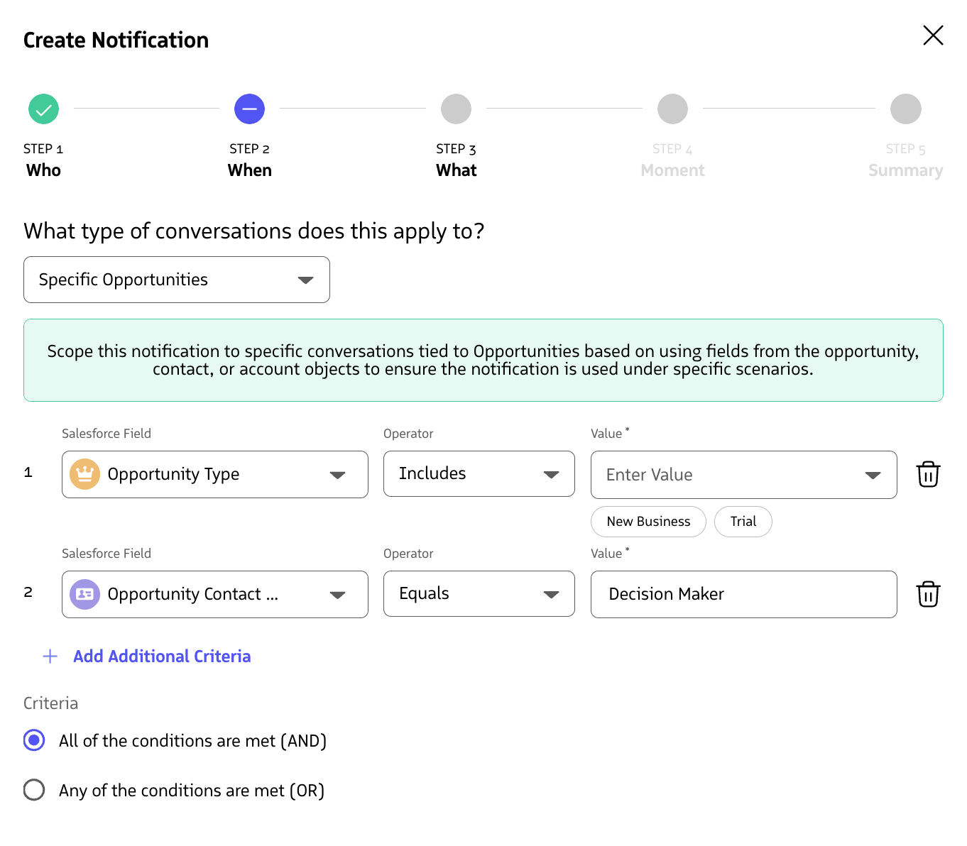 Targeting specific opportunities