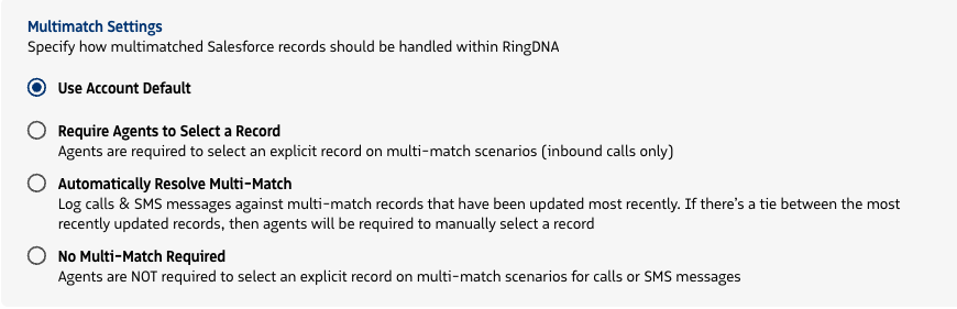 Multi Match user settings