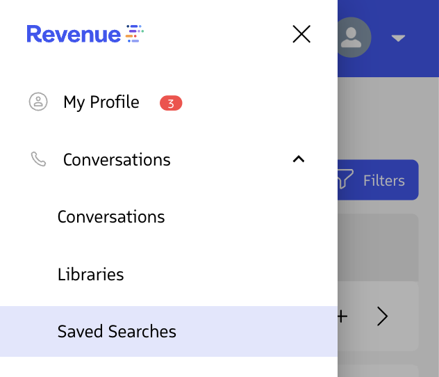 The Revenue app nav on mobile web