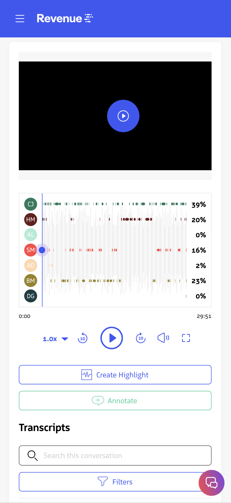 Conversation record page on mobile web