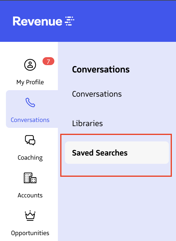 Saved Searches in nav