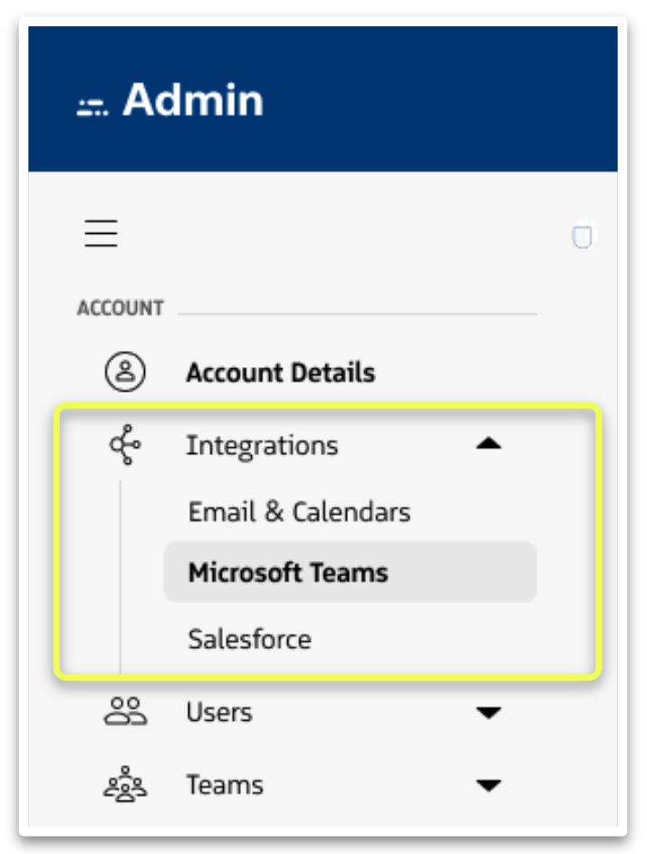 Integrations Navigation