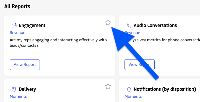 A report card with the star icon used to add the report to favorites.