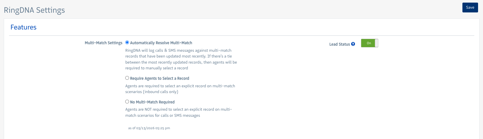 Multi-match account settings