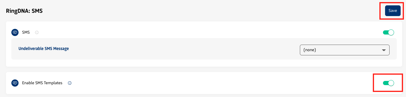 SMS template toggle