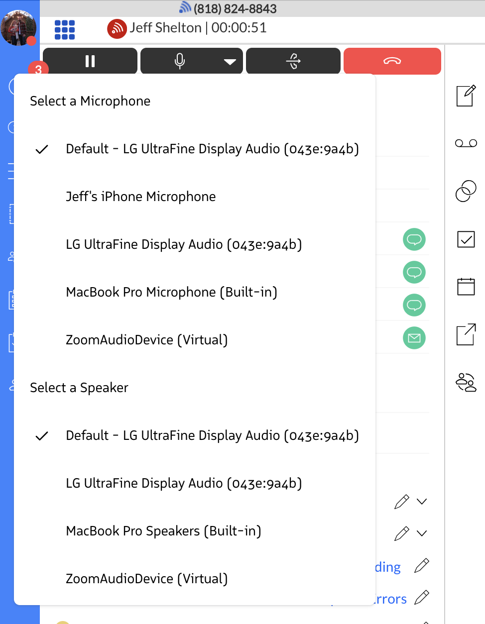 Audio Settings menu