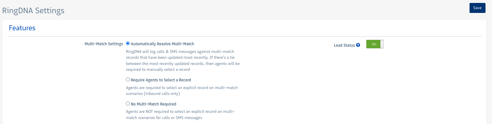 Multi-match settings