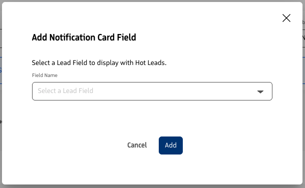 Add Notification Card Field selector