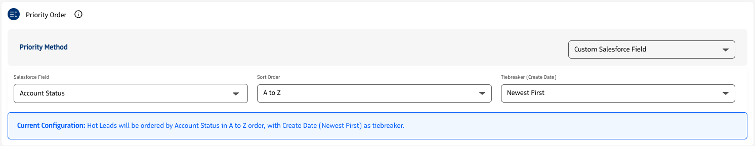 Hot Leads Priority Order example